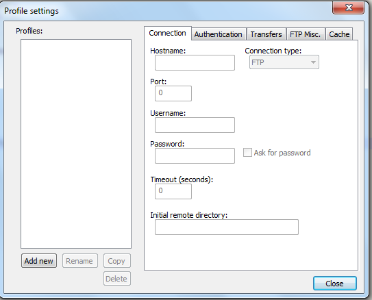 Работа через FTP