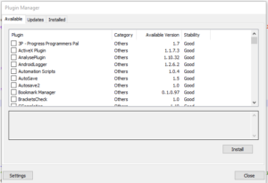 Notepad ++ plugin manager