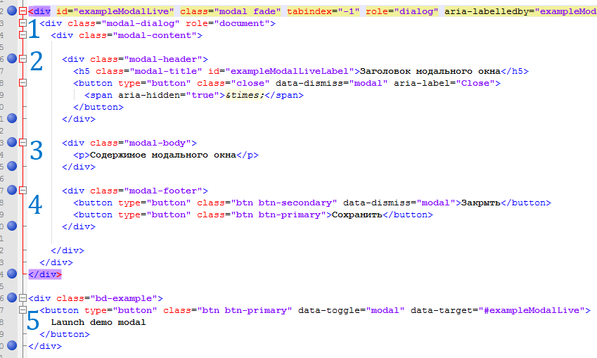 bootstrap - элементы модального окна Основные элементы модального окна на bootstrap
