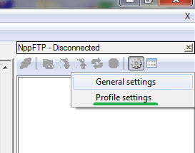 Настройки FTP соединения в плагине NppFTP NppFTP ввод настроек для соединения по FTP