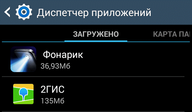 Диспетчер приложений Android